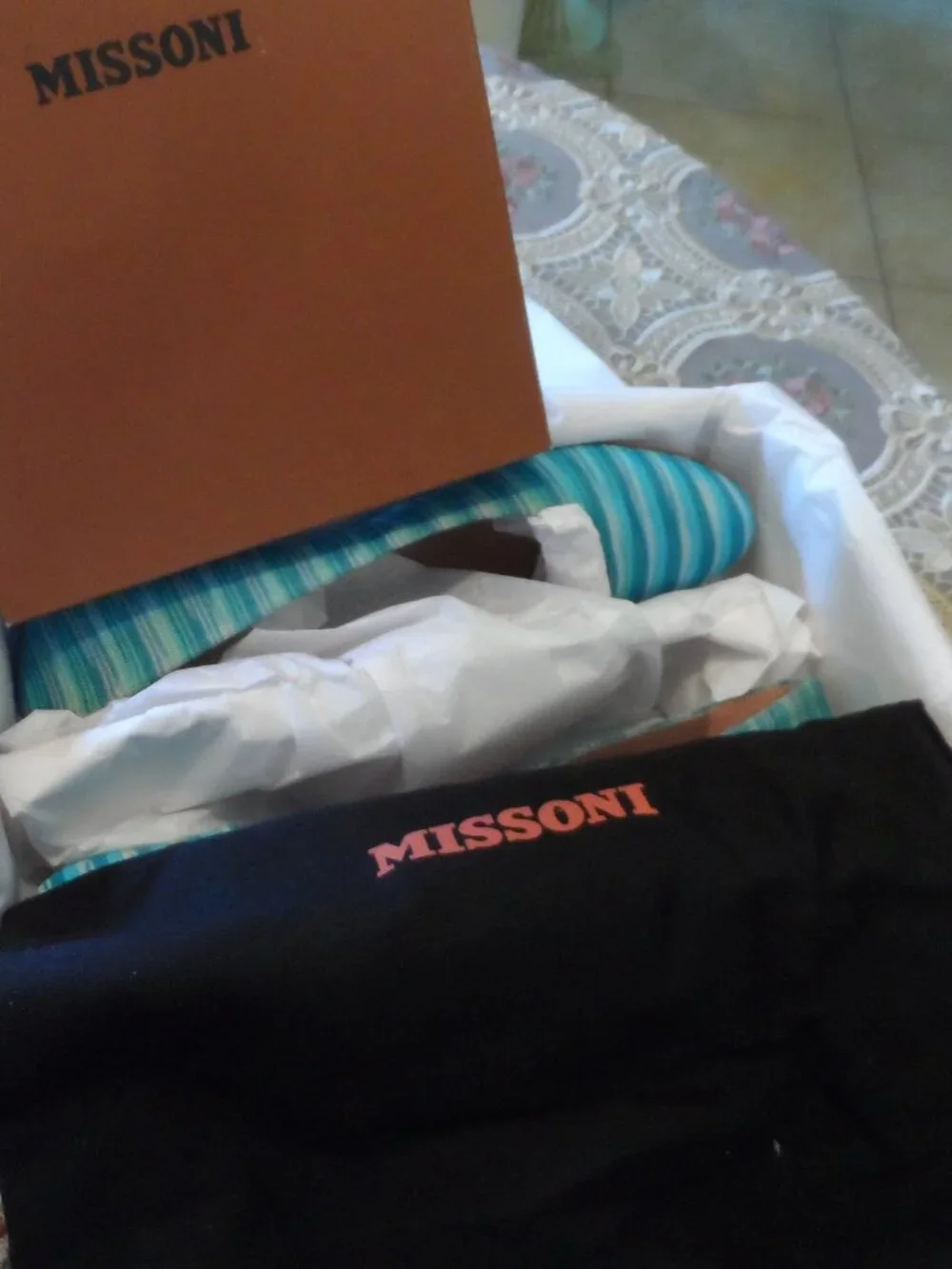 Missoni Tessuto Ocean Blue & White Striped Knit Ballet Flats Size IT 40 US 10